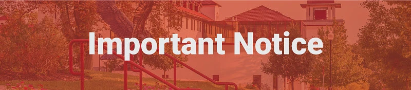 The image features the words "Important Notice" in bold text over a background with trees and a building.